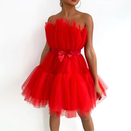 Червена DELUXE рокля MS3333
