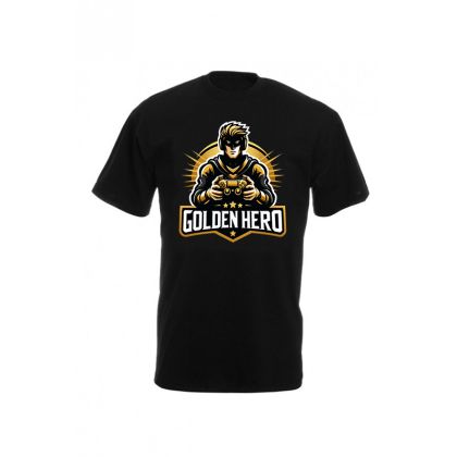 Мъжка тениска в черно Golden Hero