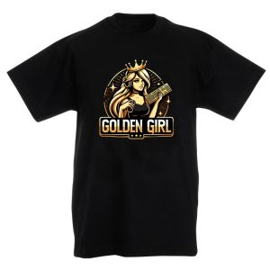Детска тениска за момиче в черно Golden Girl