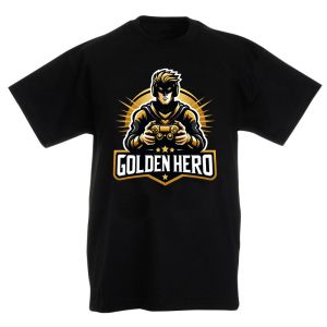 Детска тениска за момче в черно Golden Hero